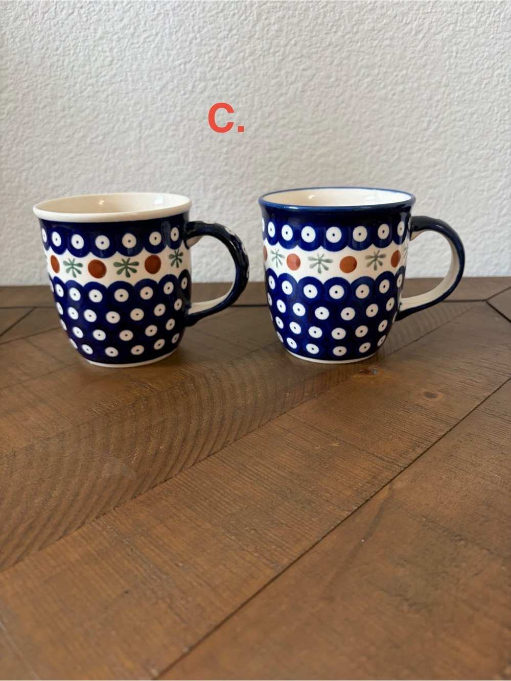 2 Polish Pottery Boleslawiec Poland Mugs